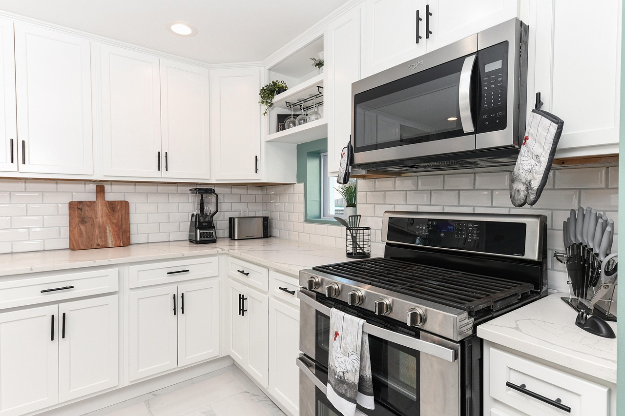 Kitchen with new stove