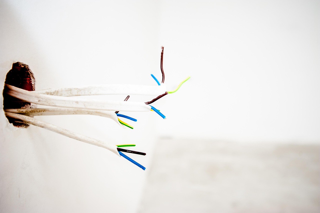 Electrical wires coming out of wall